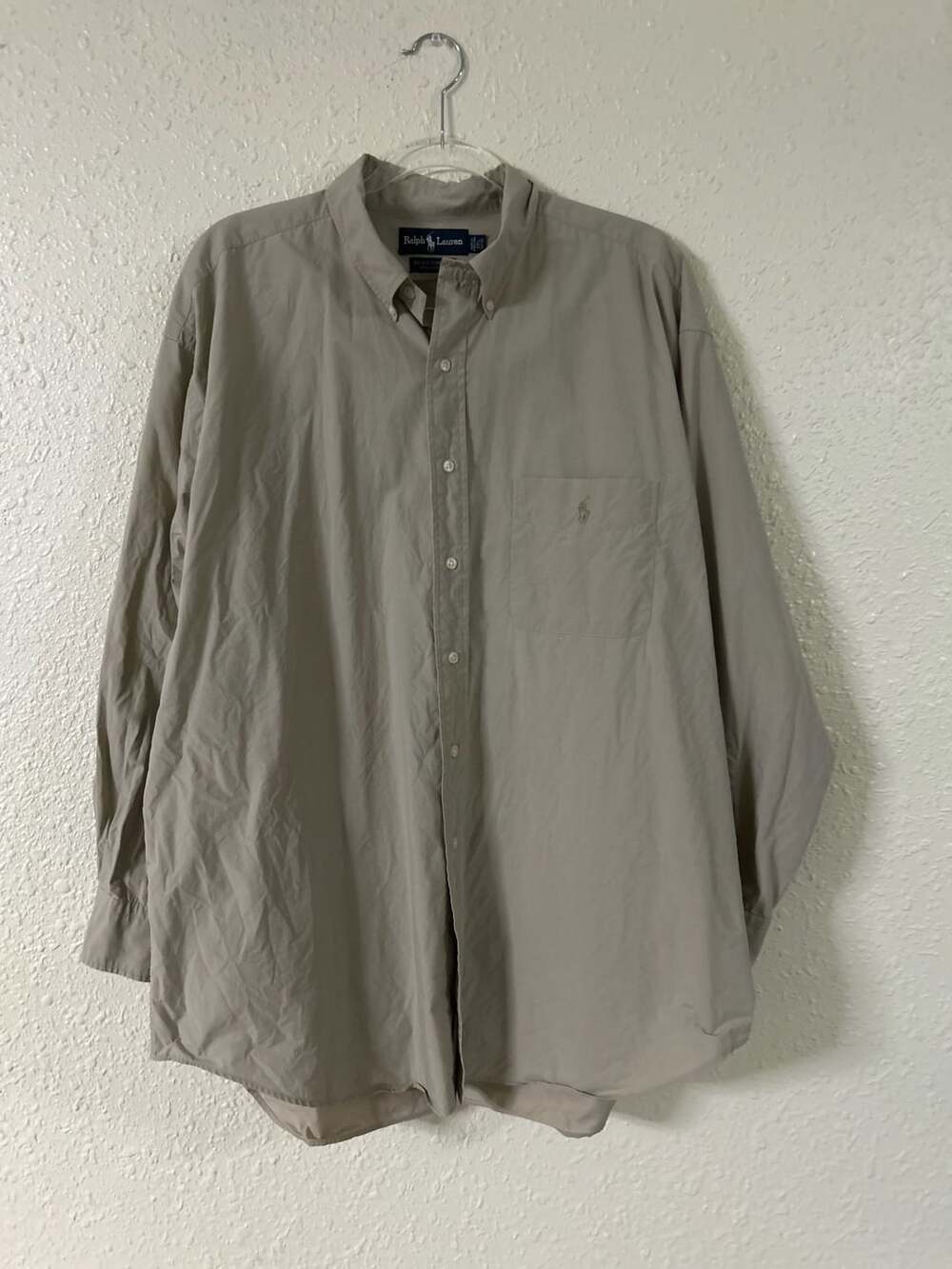 Ralph Lauren Big Buttondown Long Sleeve Shirt Beige 17.5 34/35